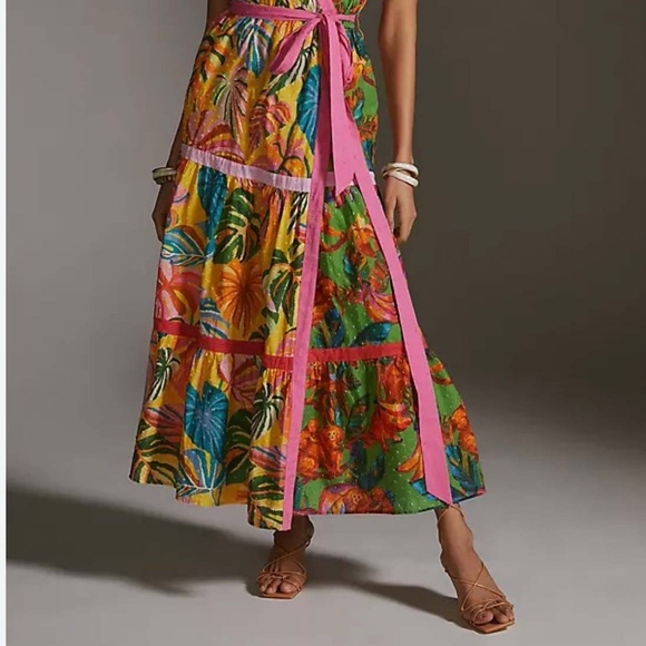 FARM Rio  x Anthropologie  Floral Palm Maxi Wrap Dress XL - Picture 8 of 11